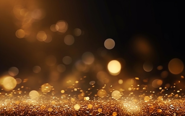 Golden particles bokeh decorative background