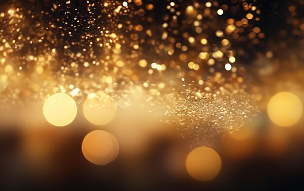 Photo golden particles bokeh decorative background