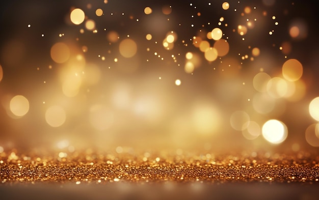 Golden particles bokeh decorative background