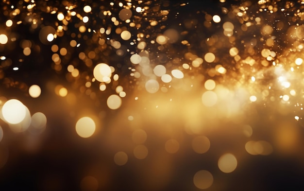 Golden particles bokeh decorative background