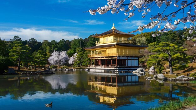 Photo the golden pavilion kinkakuji temple in kyoto japan