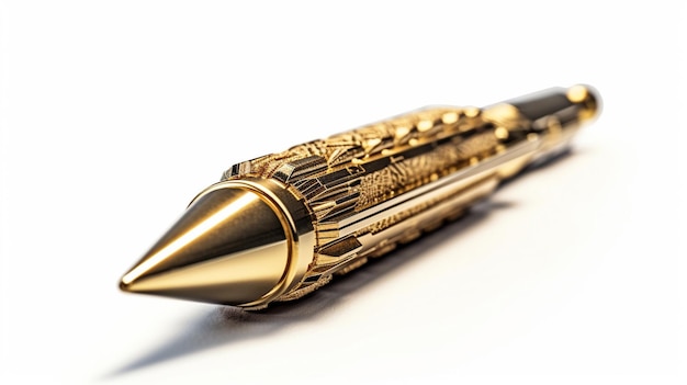 Golden pen isolated on a white backgroundgenerative ai