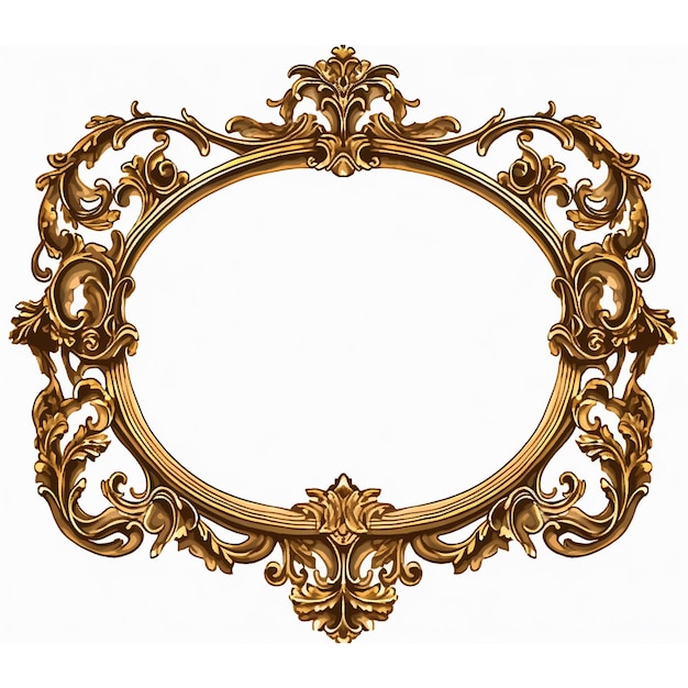 Golden picture frame baroque style isolated png