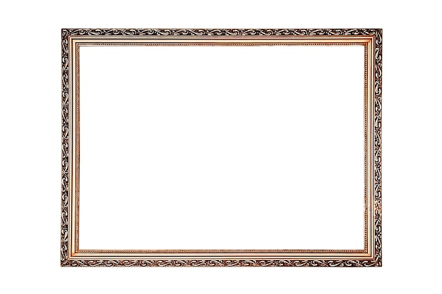 Photo golden picture frame isolated on white background