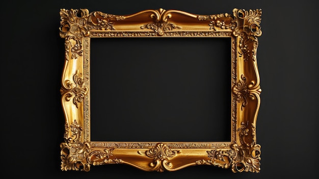 Golden picture frame isolated