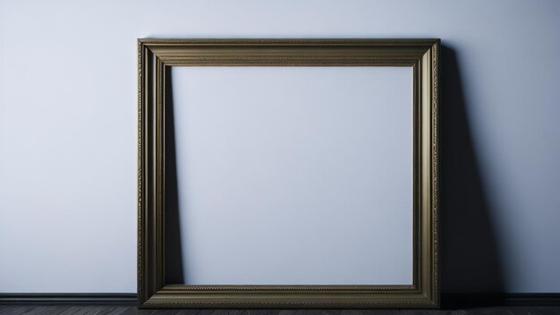 Golden picture frame on the wall 3d rendering