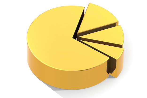 Photo golden pie chart isolated