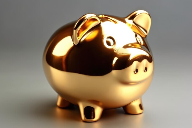 Photo golden piggy bank sitting on top of a table