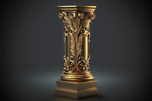 Golden pillar standing out against a black background Generative AI