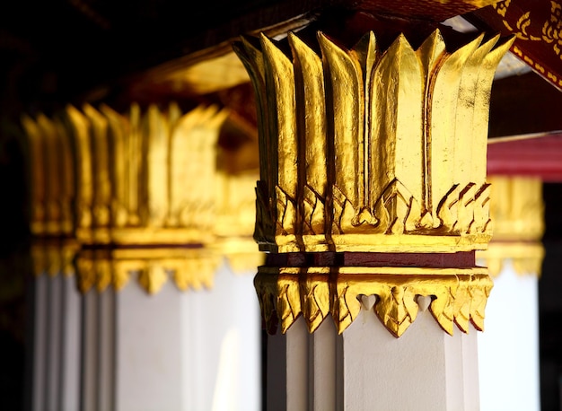 Golden pillar in Thailand temple