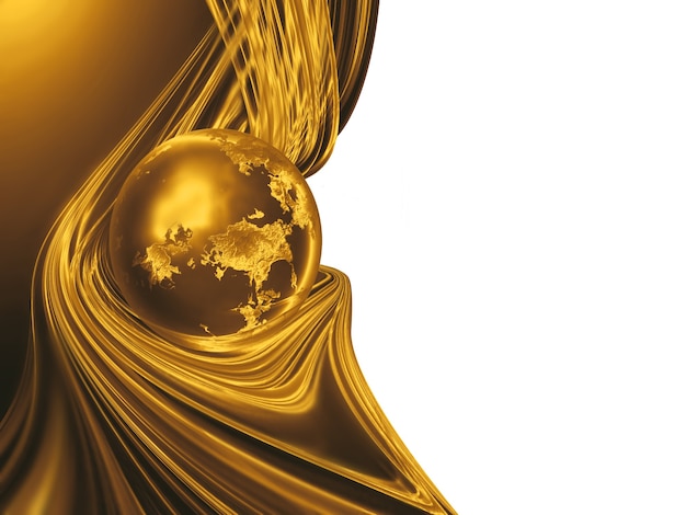 Golden planet with threads of gold - business background