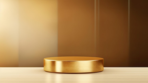 茶色の背景の 3 D レンダリング 3 d イラストレーションに黄金の表彰台