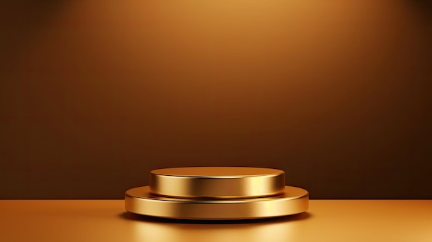 Golden podium on brown background Realistic vector 3d illustration