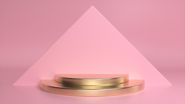 Golden podium on a pink abstract triangular background Premium Photo