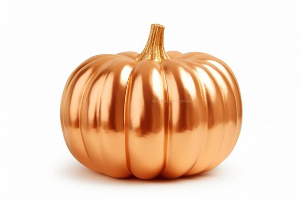 a golden pumpkin with a gold handle.