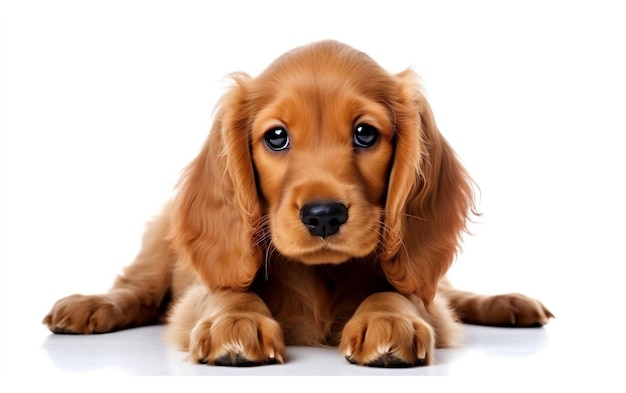 Golden puppy dog on white Background AI