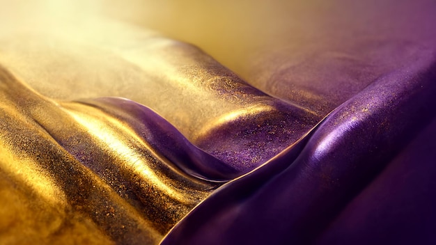 Golden and Purple luxurious abstract wave art background