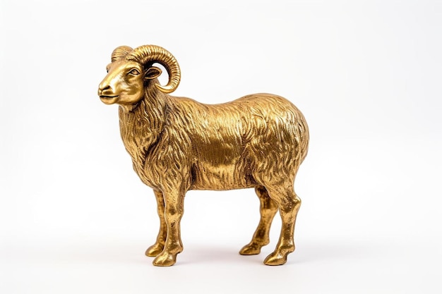 a golden ram with a golden head and horns.