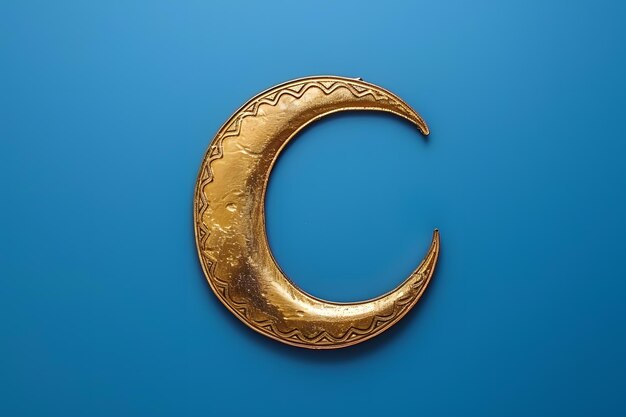 Photo golden ramadan eid moon with arabic islamic decoration