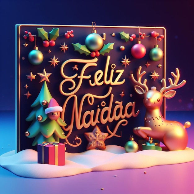 Golden Reindeer Greetings Wishing You a Merry Christmas in 3D Elegance