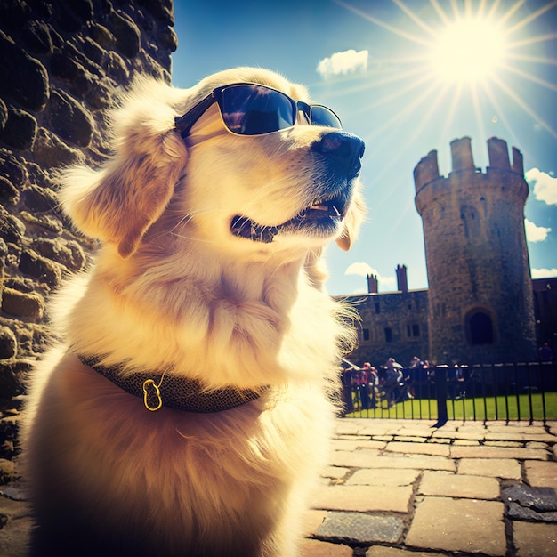 Golden Retriever babyhondje tijdens het reizen