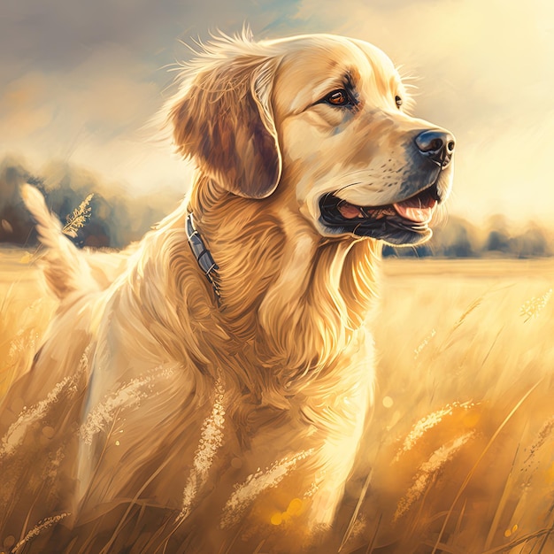 Golden Retriever digital art high resolution