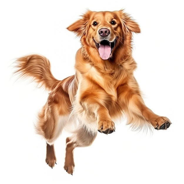 A Golden Retriever Dog Jumping