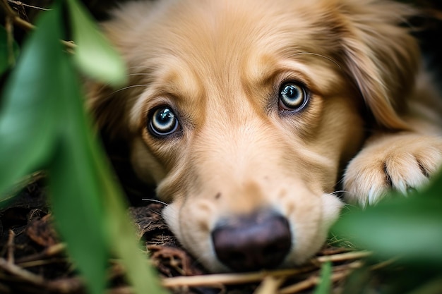 Photo golden retriever dog looking inocent