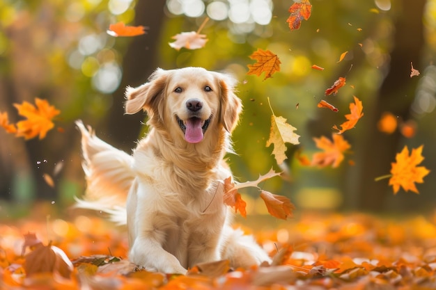 golden retriever dog on nature background pet