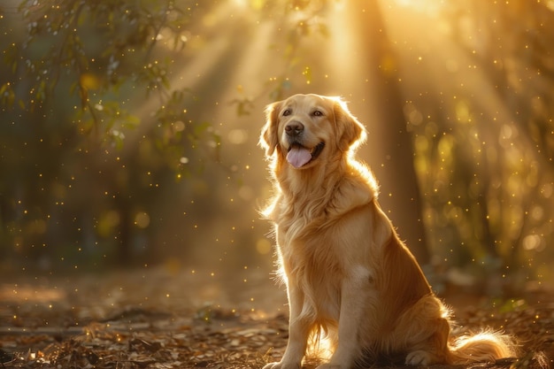 golden retriever dog on nature background pet