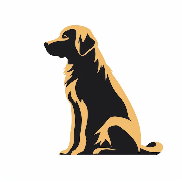 Golden Retriever Dog Sitting Silhouette Logo In Yiannis Moralis Style