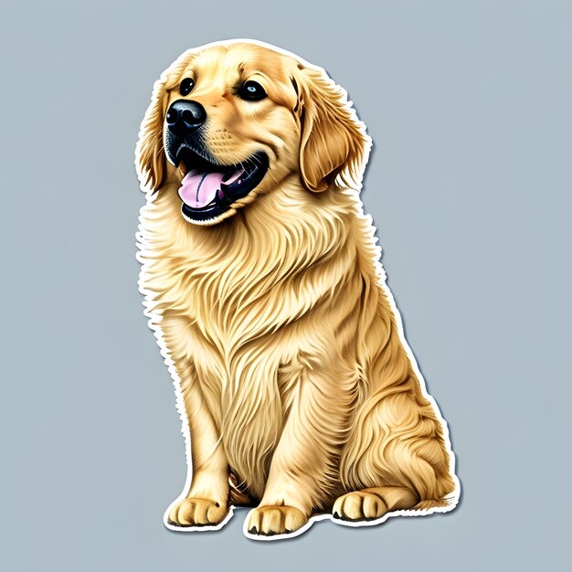 Photo golden retriever dog sticker vector art ai generate