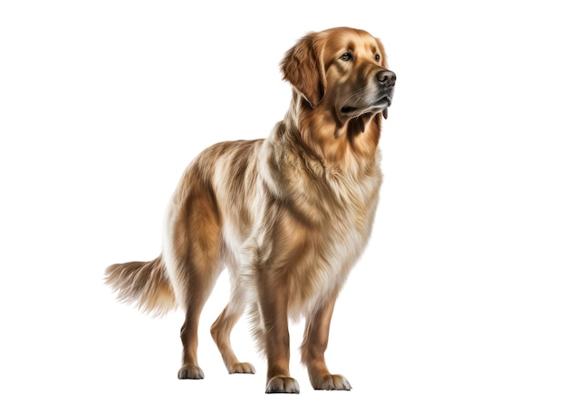 Golden retriever dog on a white background