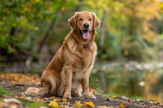 golden retriever hond op natuur achtergrond huisdier