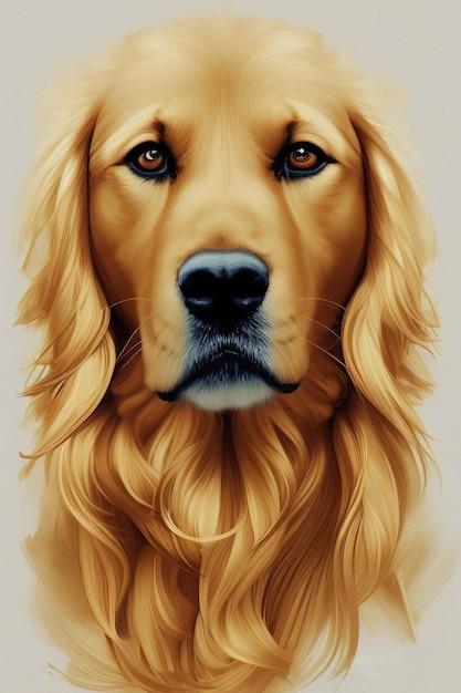 Golden retriever hond portret illustratie generatieve ai