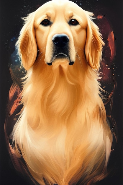 Golden retriever hond portret illustratie generatieve ai