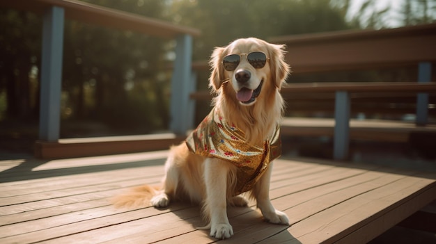 Golden Retriever lying with smile expression