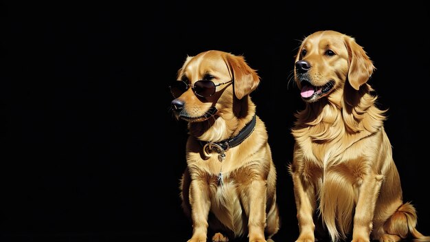 Foto golden retriever op zwarte achtergrondstudiofoto