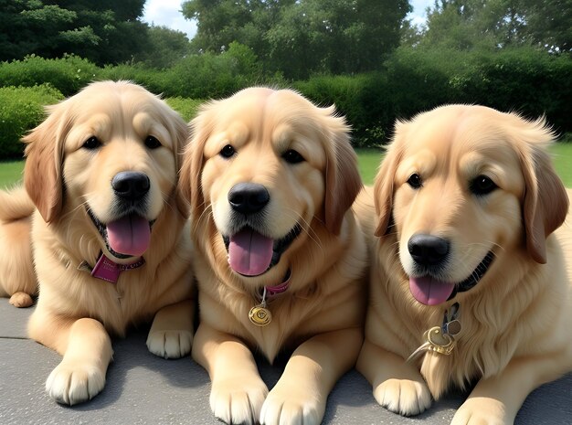 Photo golden retriever pals