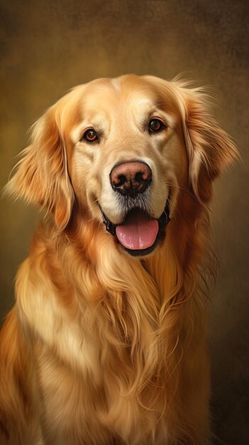 Golden retriever posing on camera