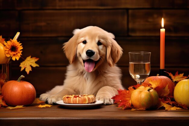 Golden Retriever Puppy Posing For Thanksgiving