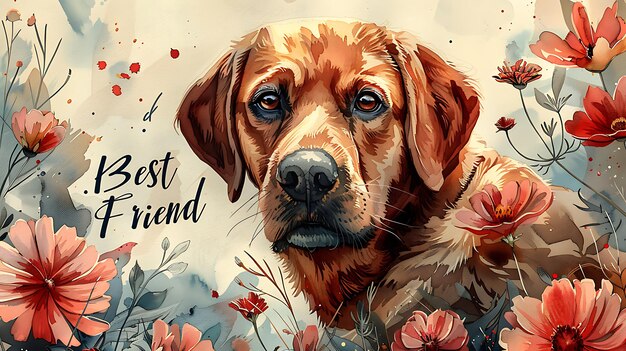 Golden Retriever Schotse geweerhond in een charmante illustratie