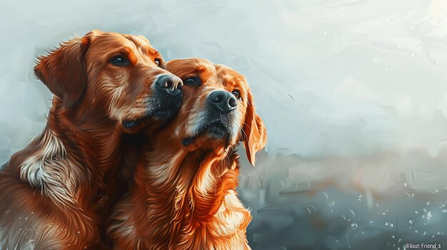 Golden Retriever Scottish Gun Dog in Charming Illustration