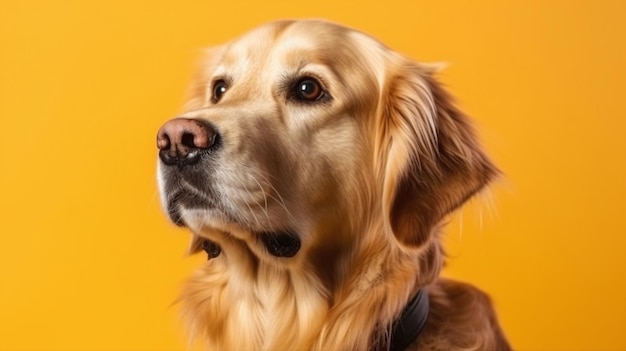 Golden retriever on a yellow background