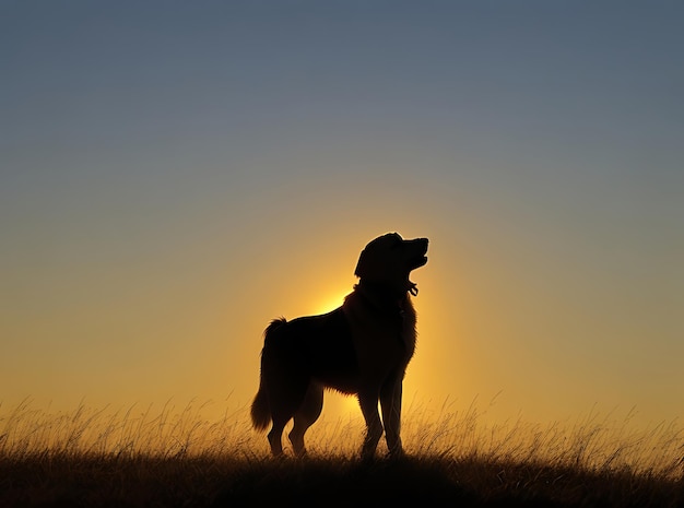 Photo golden retrievers silhouette