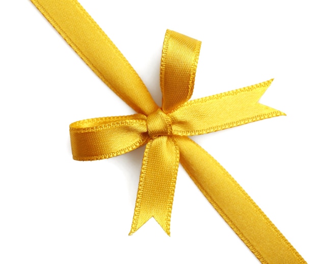 Golden ribbon on white background