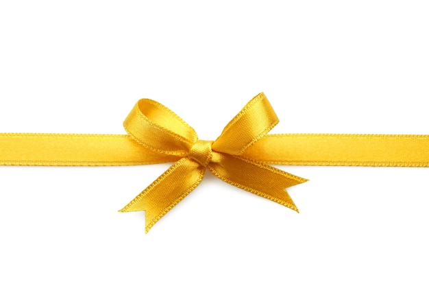 Golden ribbon on white background