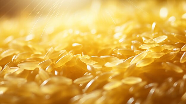 Photo golden rice in soft light extreme closeup