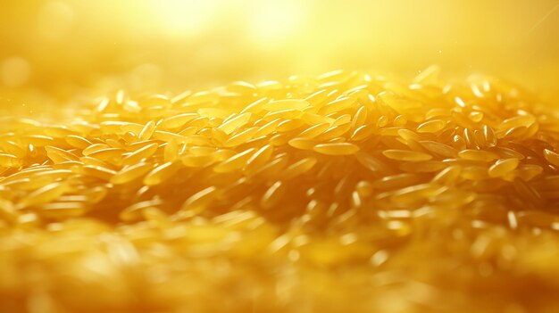 Golden rice in soft light extreme closeup