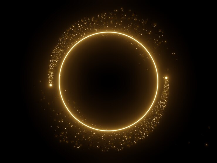 Photo golden ring border with black background 3d render